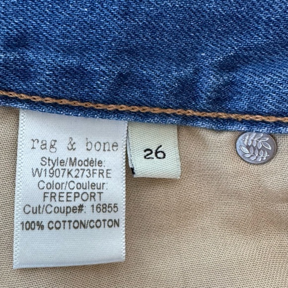 RAG & BONE Cut Off Shorts in Freeport | Distressed Blue Jean Denim + Raw Hem 26 - Picture 2 of 5